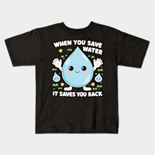 When You Save Water It Saves You Back Kids T-Shirt